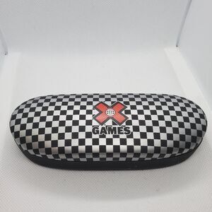 X Games Silver & Black Checkered Glasses Case